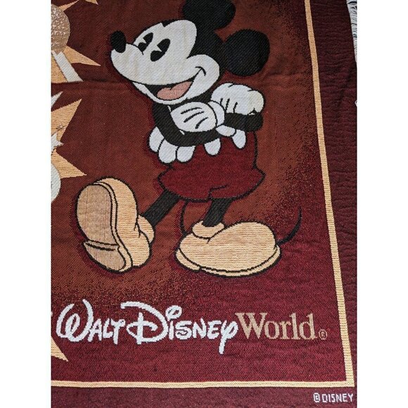 Mickey Mouse Walt Disney World Magic Kingdom Epcot Woven Throw Blanket Tapestry - Picture 3 of 6